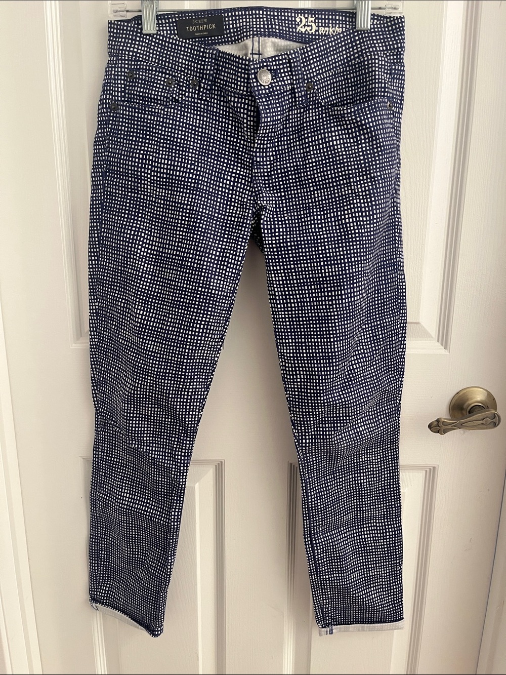 J. Crew Navy and White Toothpick Ankle Jeans